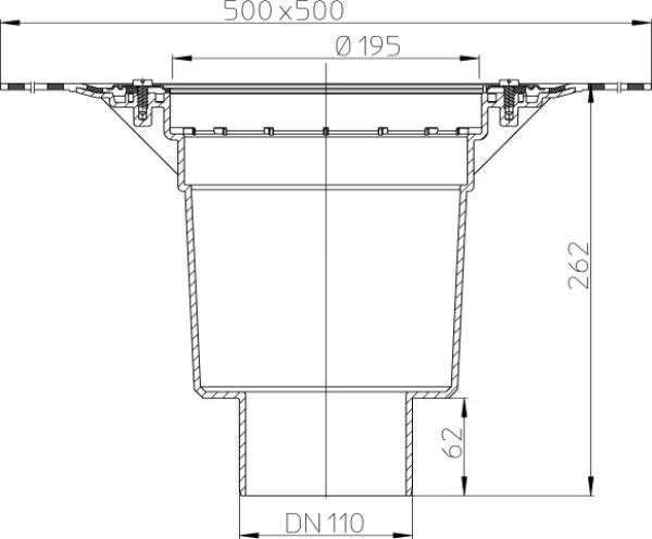 Perfektablaufkörper DN160 senkrecht mit Bitumenmanschette  HL616KH/5